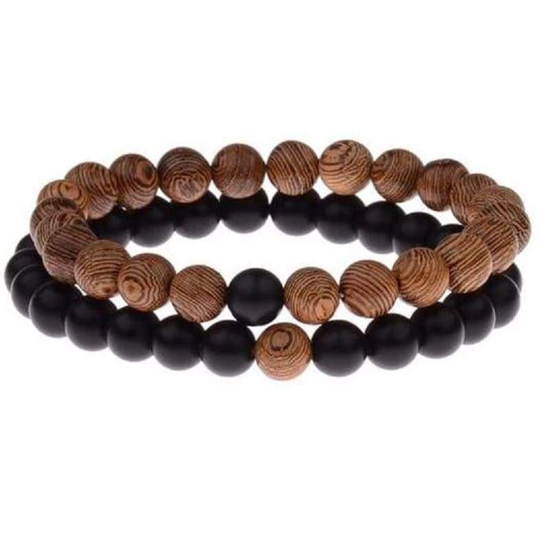 Wood Bead Couple Bracelets