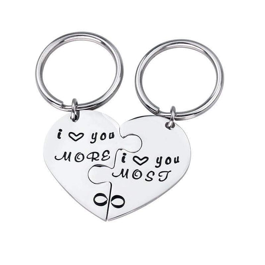 Heart Puzzle Couple Keychains