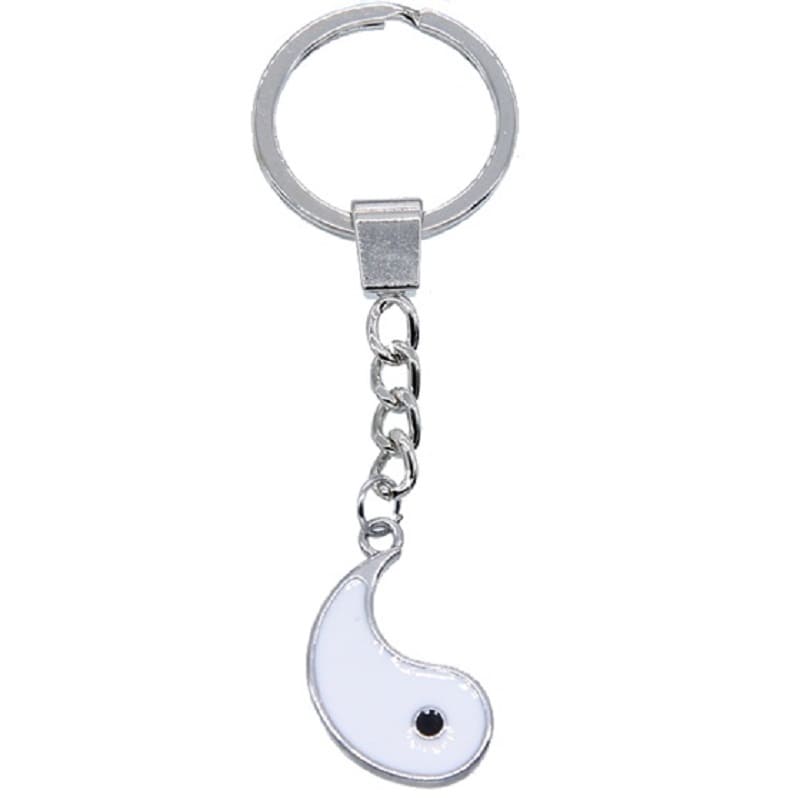 White Yin Yang Couple Keychains