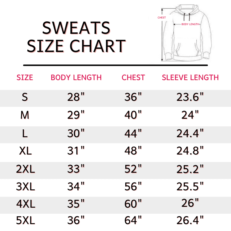 Sweats Size Chart