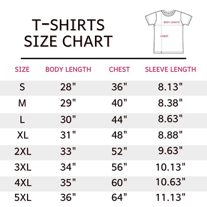 T-shirt Couple Size Chart