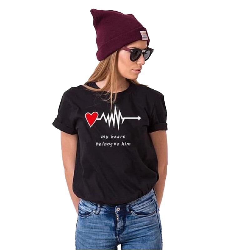 Heartbeat Couple T-shirts Women