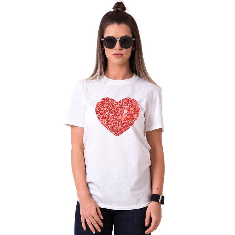 Happy Heart Couple T-shirts Women