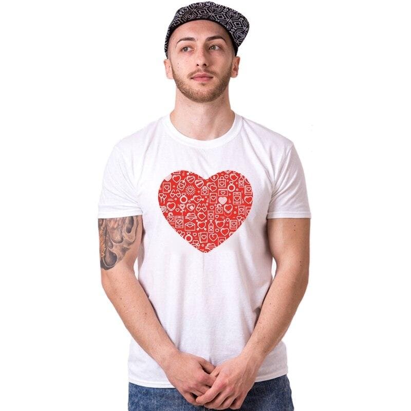 Happy Heart Couple T-shirts Men