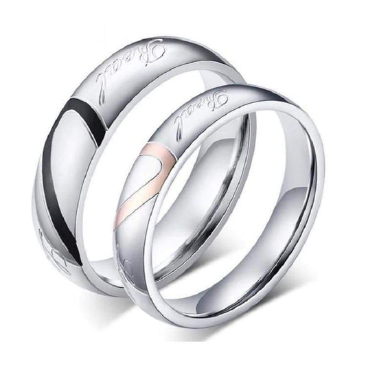 Divided Heart Couple Rings