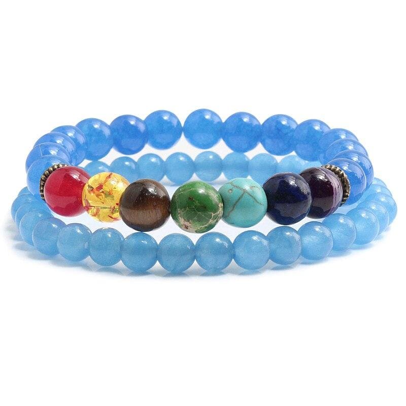 Aquamarine Chakras Couple Bracelets