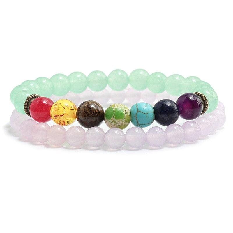 Aventurine 7 Chakra Couple Bracelets