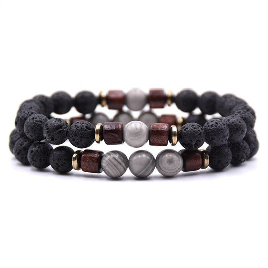 Lava Stone Love Couple Bracelets