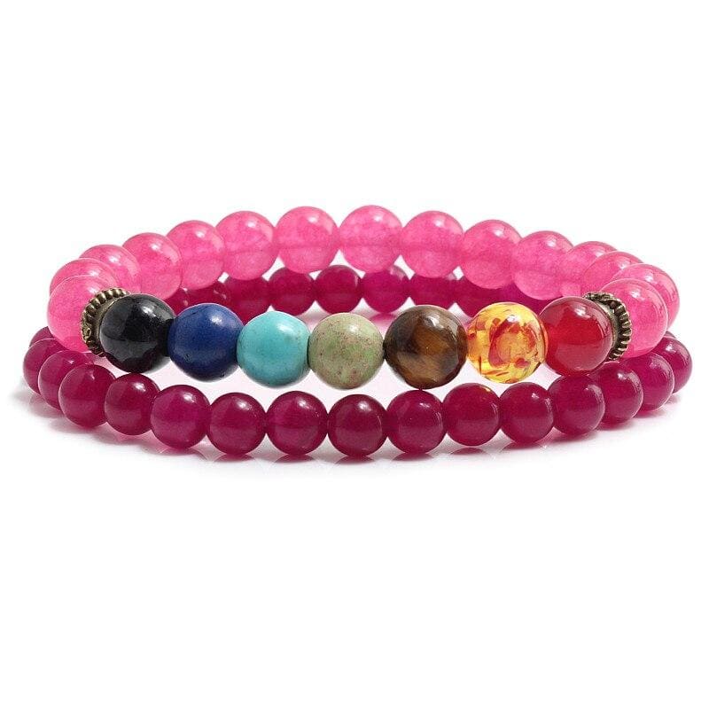 Raspberry Chakras Couple Bracelets