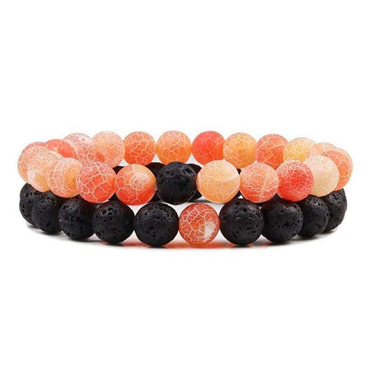 Orange Lava Couple Bracelets