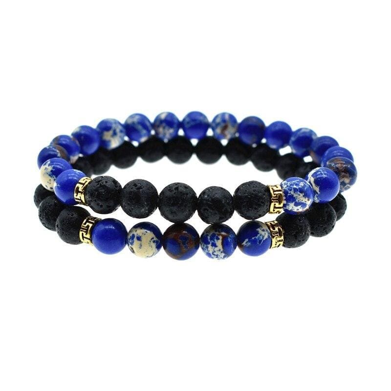 Lava Lapis Lazuli Couple Bracelets