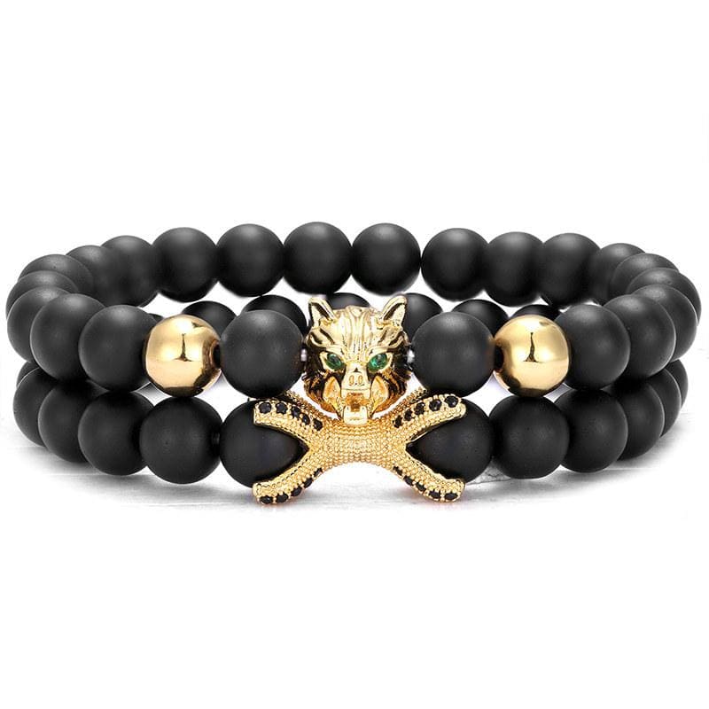 Golden Wolf Couple Bracelets