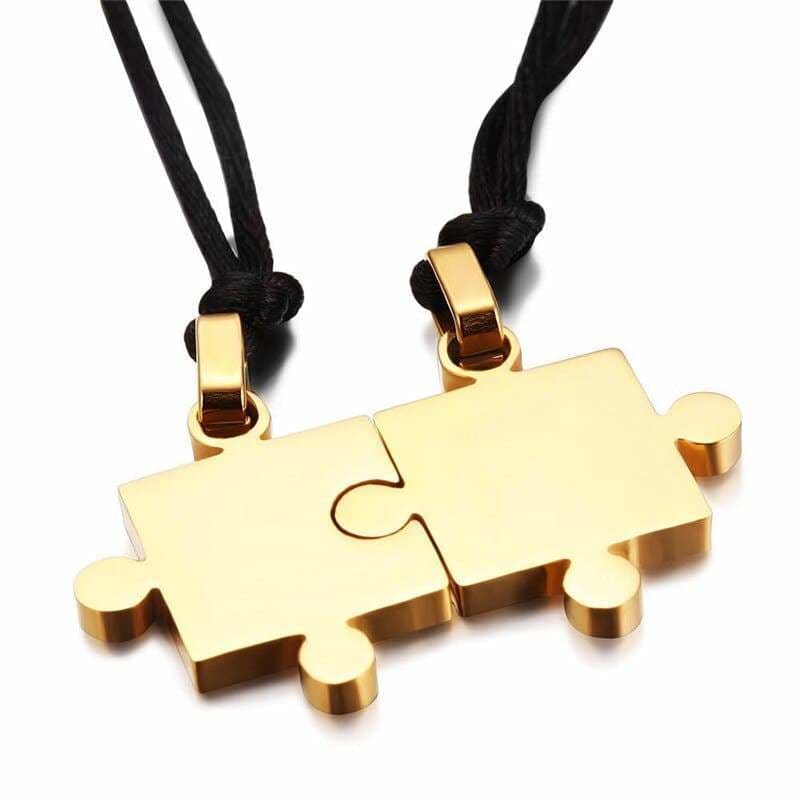 Couple Necklaces Gold Puzzle - Couple-Gift-Store