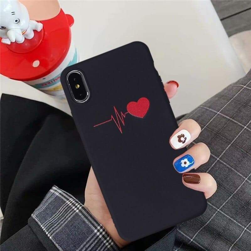 Couple Phone Case Cardiac Rhythm - iPhone 11 Pro Max / Black - Couple-Gift-Store