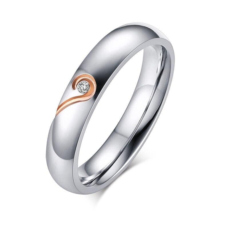 Couple Rings Anchored Heart - 52 / Woman - Couple-Gift-Store