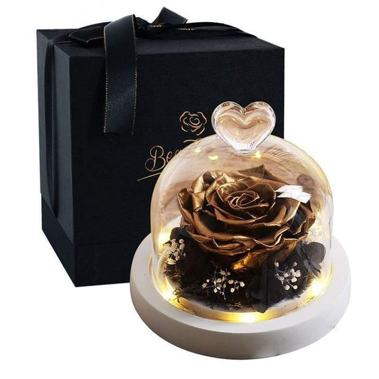 Eternal Rose Under Bell Gold - Couple-Gift-Store
