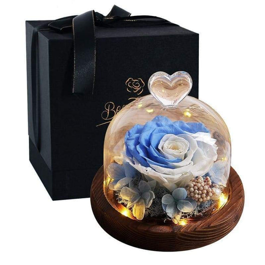 Eternal Rose Under Bell White and Blue - Couple-Gift-Store